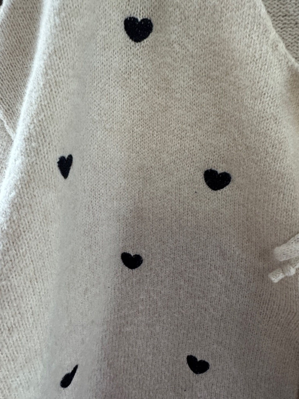 SHEIN Cream Tie-Front Cardigan with Black Heart Details - Picture 2 of 4
